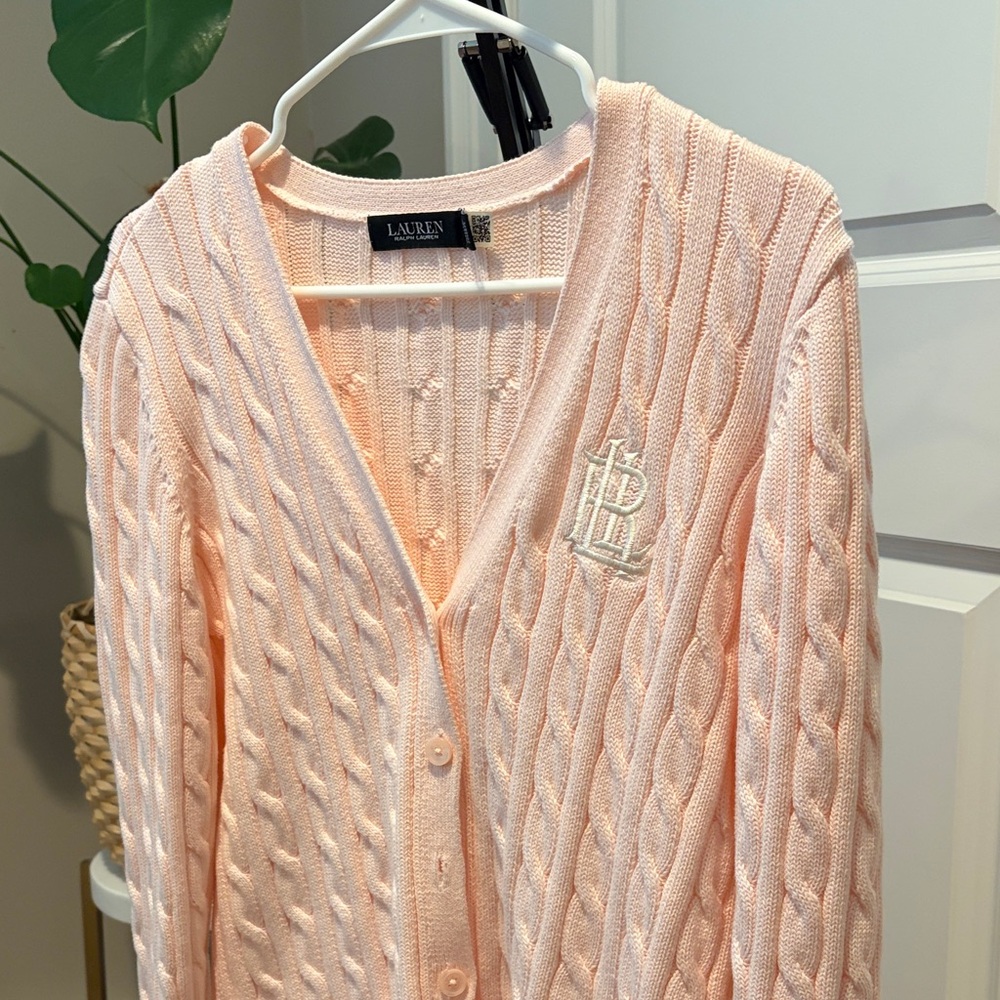 Polo by Ralph Lauren Soft Pink Cable Knit Cardigan - Picture 3 of 7